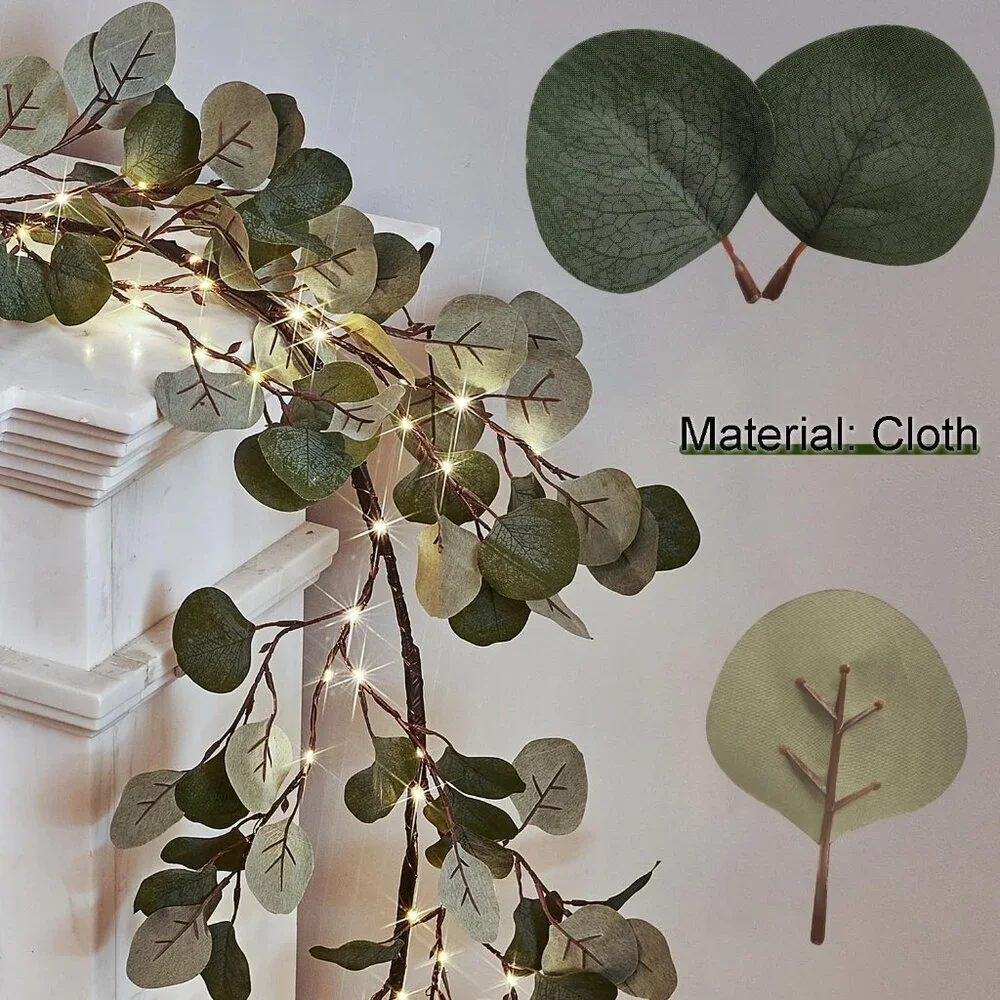 Decorative Garland Lights 6FT 96 LED Fairy Lights, Lighted Eucalyptus Twig Garla